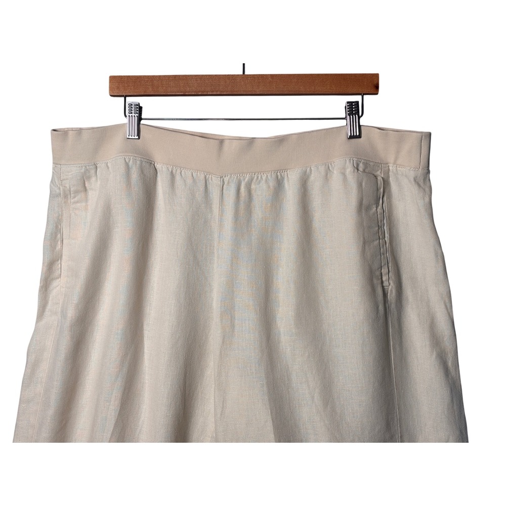J. Jill Pants XL Petite Cream 100% Linen Wide Leg Crop Coastal Grandma Resort - Picture 3 of 7